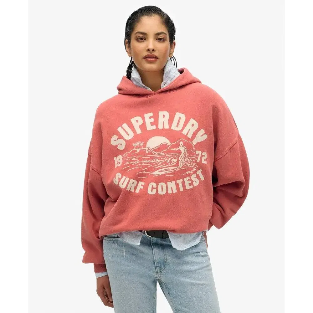 Женское худи oversize с принтом Lo-Fi Superdry, Rot — фото 2
