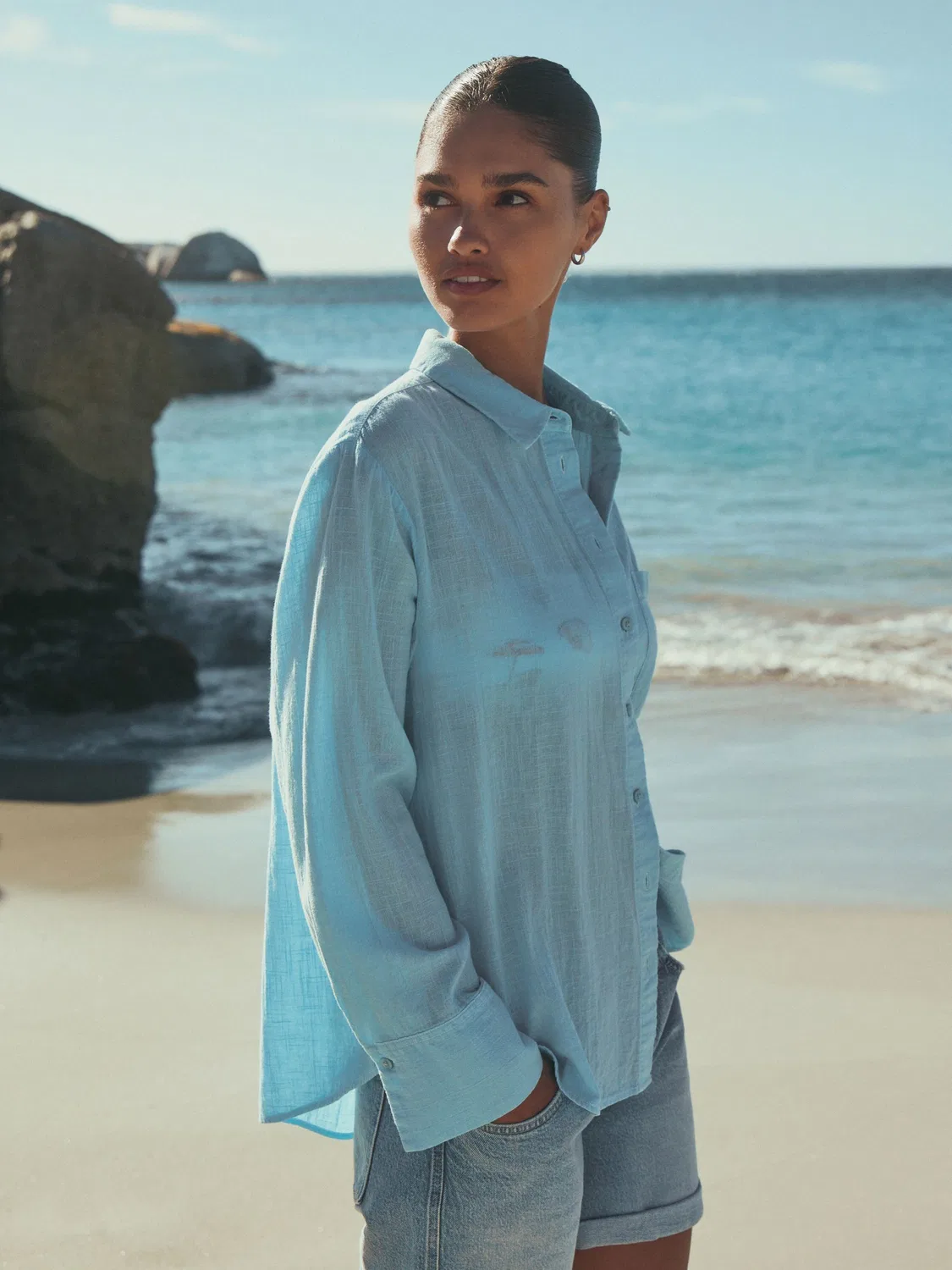 Рубашка с длинным рукавом Relaxed Fit Linen Next, Light Blue — фото 3
