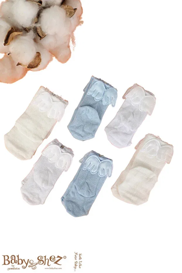 Детские носки для новорожденных хлопковые Angel Wings Baby Shez, Blue — фото 4