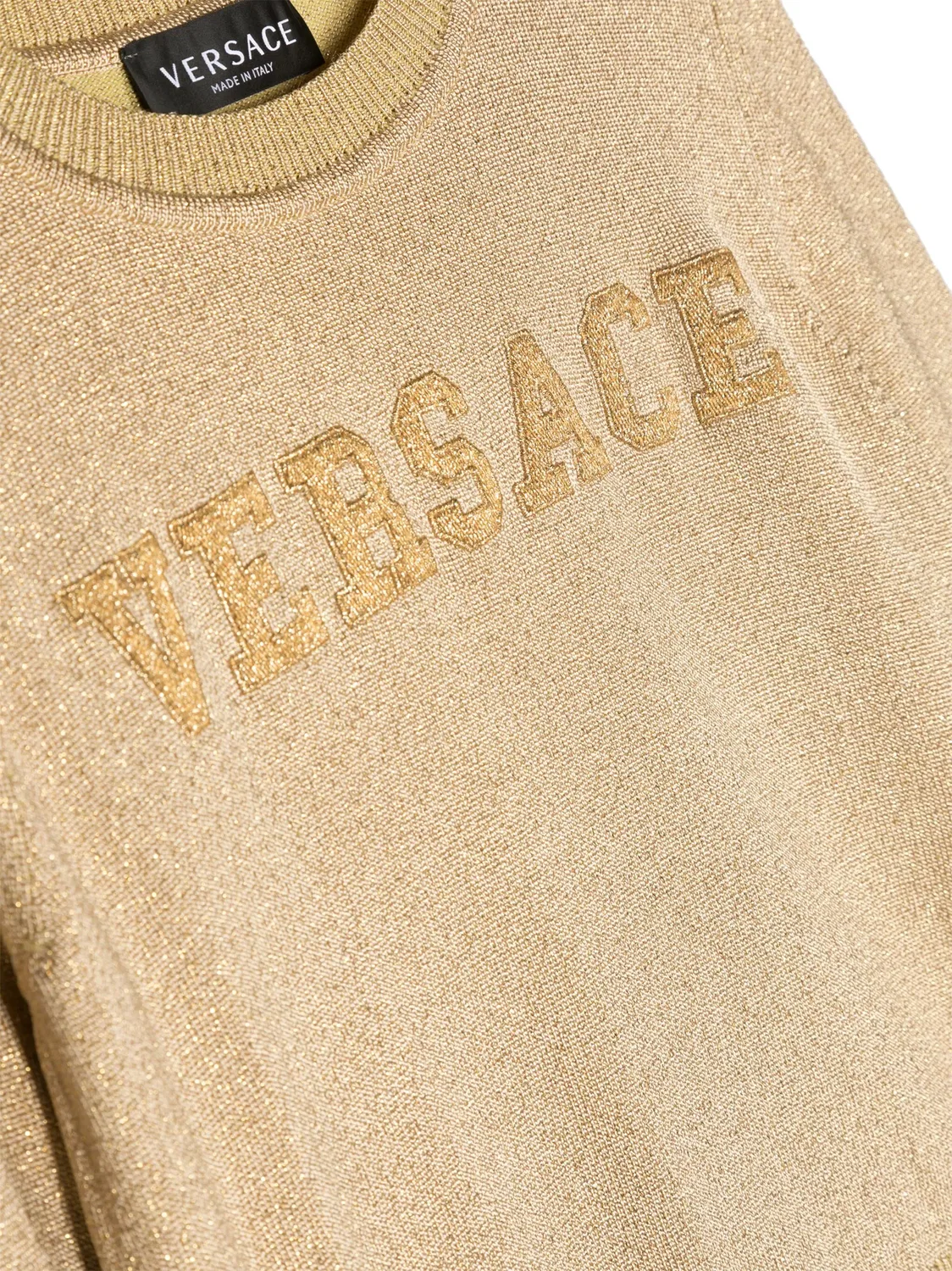 Джемпер с металлической нитью и логотипом Versace Home, золотой — фото 3