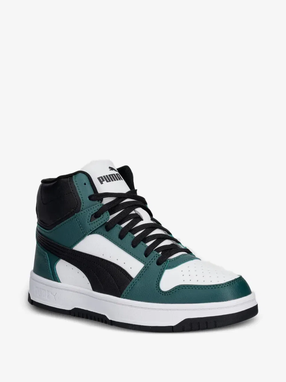 Круглый носок высокие кроссовки Rebound Slam Mid Puma Kids, зеленый