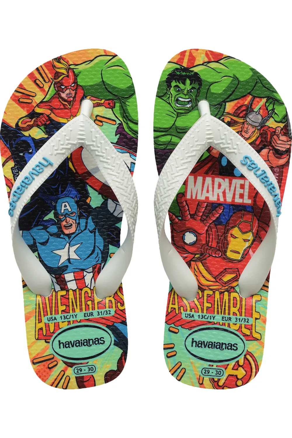 Детские сандалии шлепанцы с Marvel Havaianas, белый/белый/синий