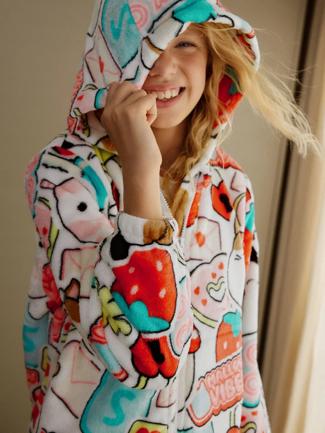 Комбинезон Squishmallow на флисе Next, красный/экрю — фото 4