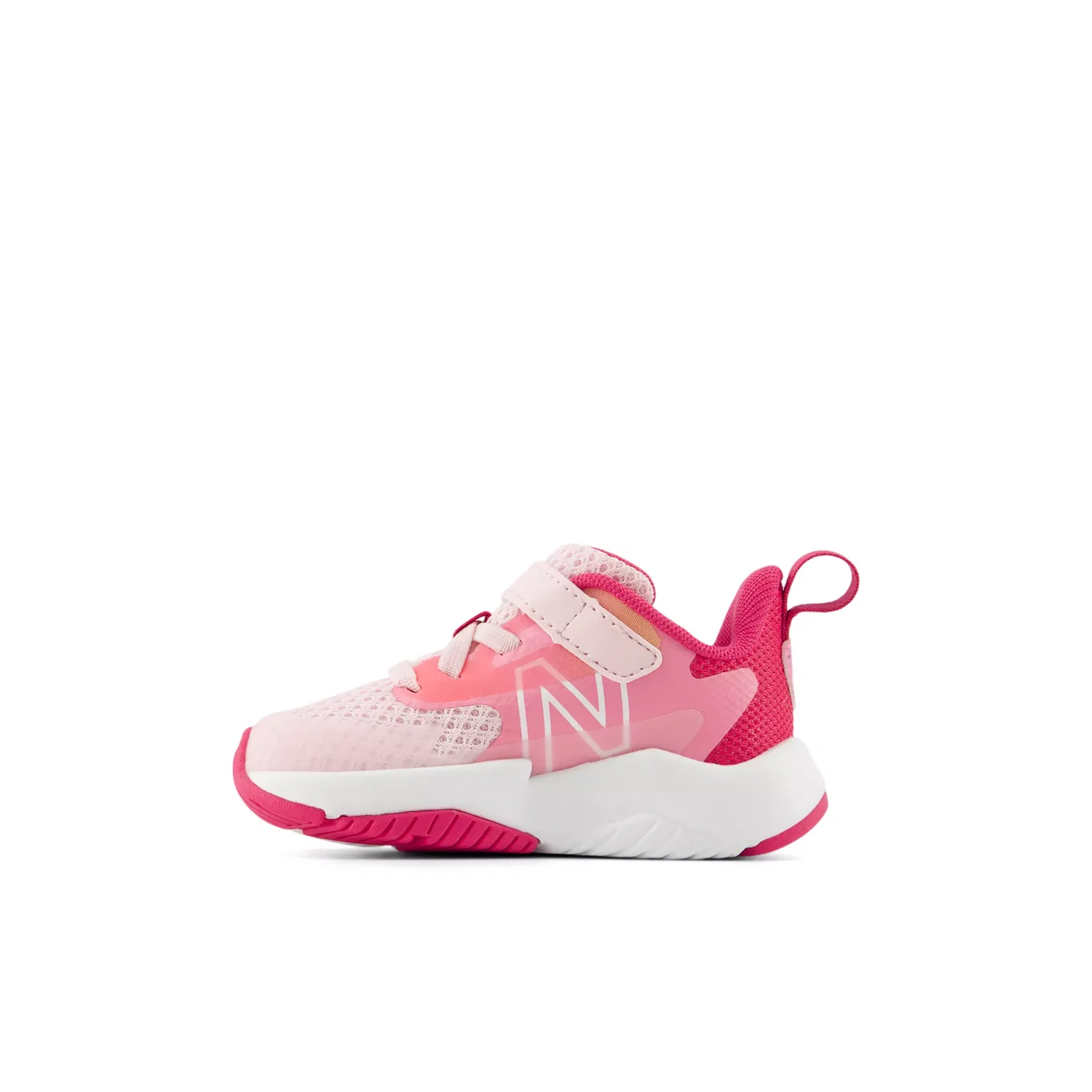 Детские кроссовки с шнурками-бингл и верхней застежкой Rave Run v2 New Balance, Rose Sugar With Carnival Pink And Signal Pink — фото 3