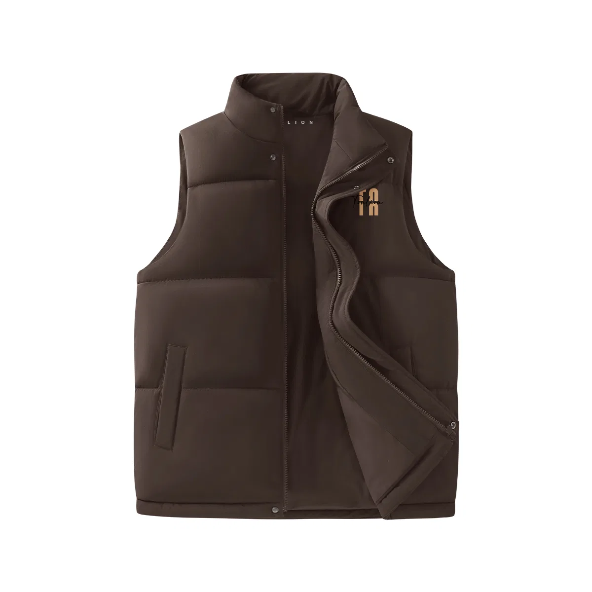 Детский жилет с принтом Tonlion, Coffee (Tn letter inside and outside the chest badge)