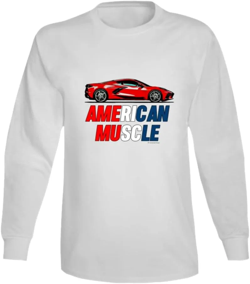 Мужская футболка с принтом American Muscle C8 Vette, White