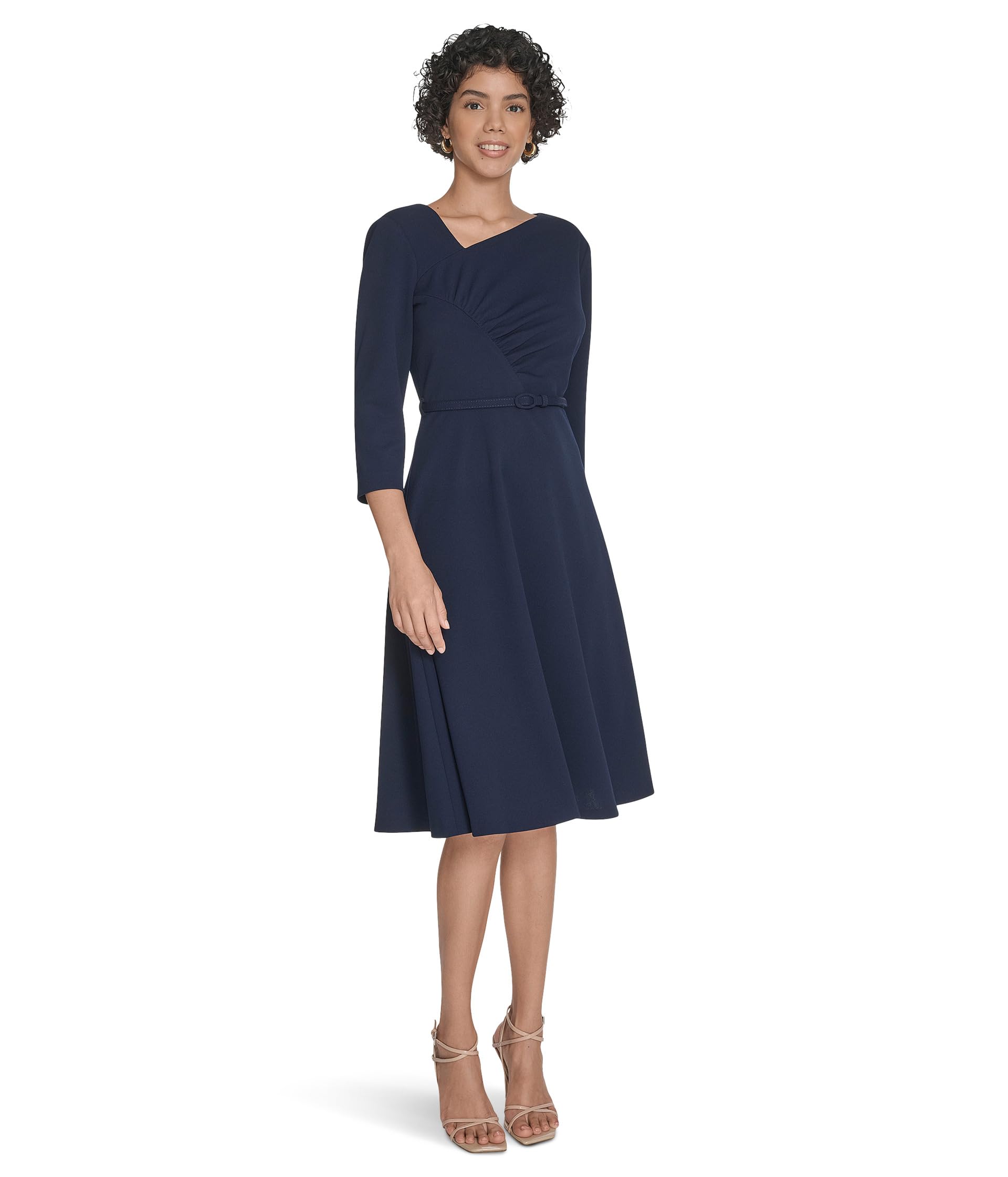 

Платье Calvin Klein 3/4 Sleeve Asymmetrical Midi, цвет Indigo