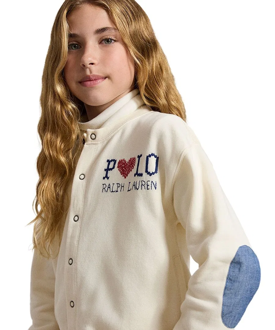 Кардиган из флиса с локтевыми заплатками Logo Fleece Cardigan Polo Ralph Lauren, Estate Cream — фото 3