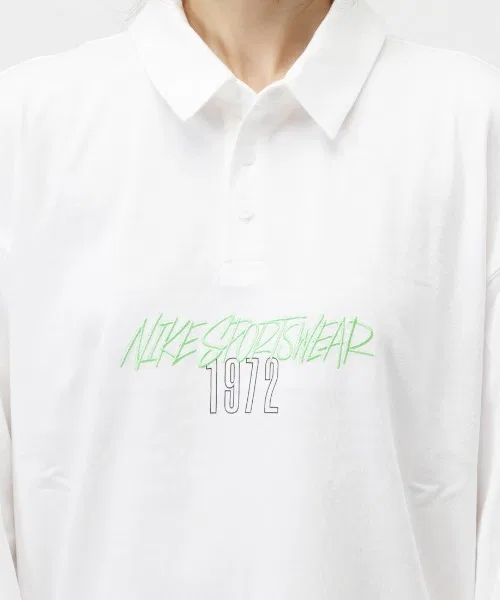 Женский поло с длинным рукавомNIKE NSW ESSNTL OS L/S, Белый — фото 4