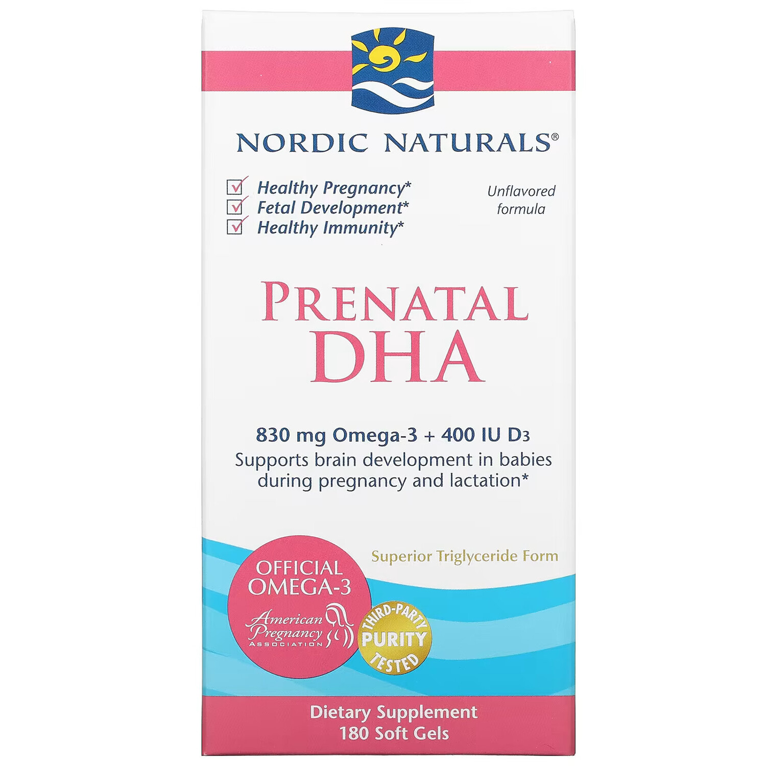 

Nordic Naturals, Prenatal DHA, пренатальная ДГК, без добавок, 180 капсул