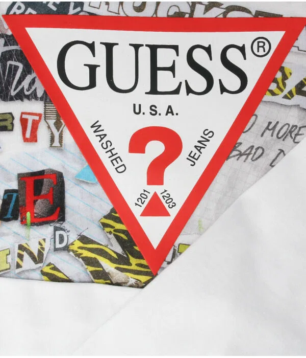 Детская рубашка с длинным рукавом хлопковая Guess, белый — фото 3