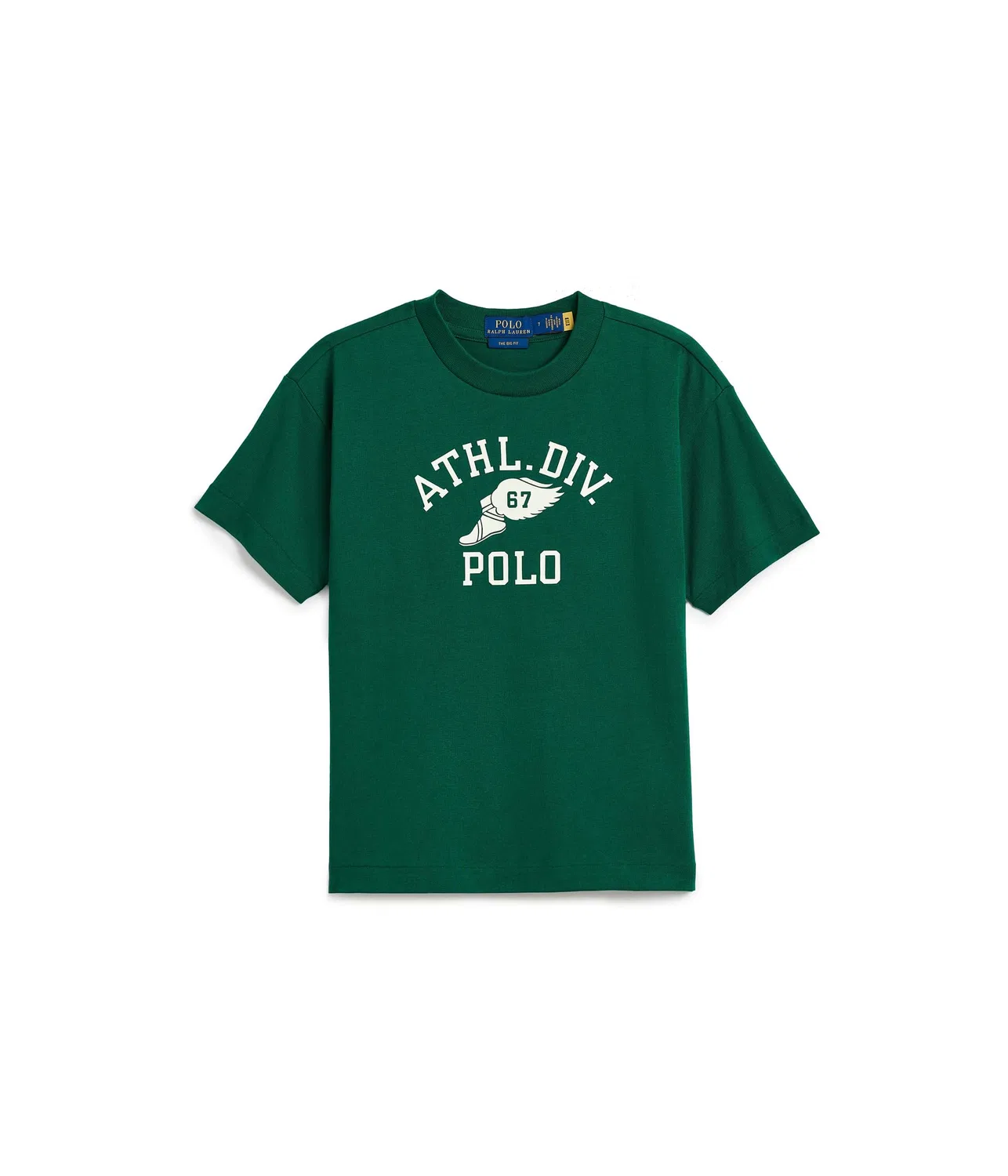 Хлопковая футболка Big Fit с логотипом (для малышей/детей младшего возраста) Polo Ralph Lauren Kids, Hunter Green