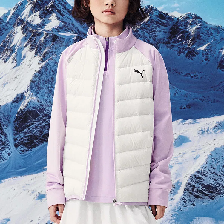 Детская стеганая куртка с воротником-стойкой PUMA, Цвет Purple White Tone — фото 3