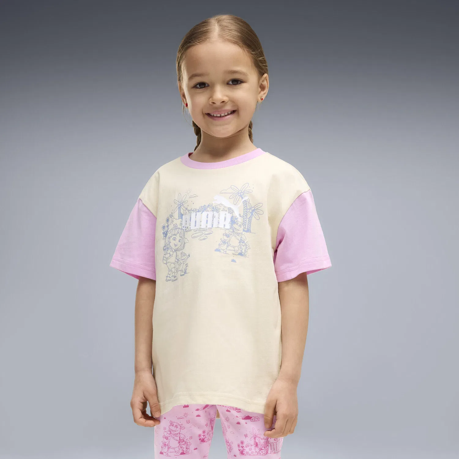 Детская футболка с принтом PUMA x DORA THE EXPLORER Relaxed Graphic T-Shirt Puma, Weiss — фото 2