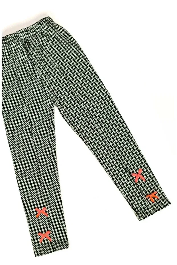 Детские леггинсы для девочек с принтом Water Green Sweater Patterned Ribbon Detailed Winter Girl's Leggings Generic Brands, Water Green — фото 2