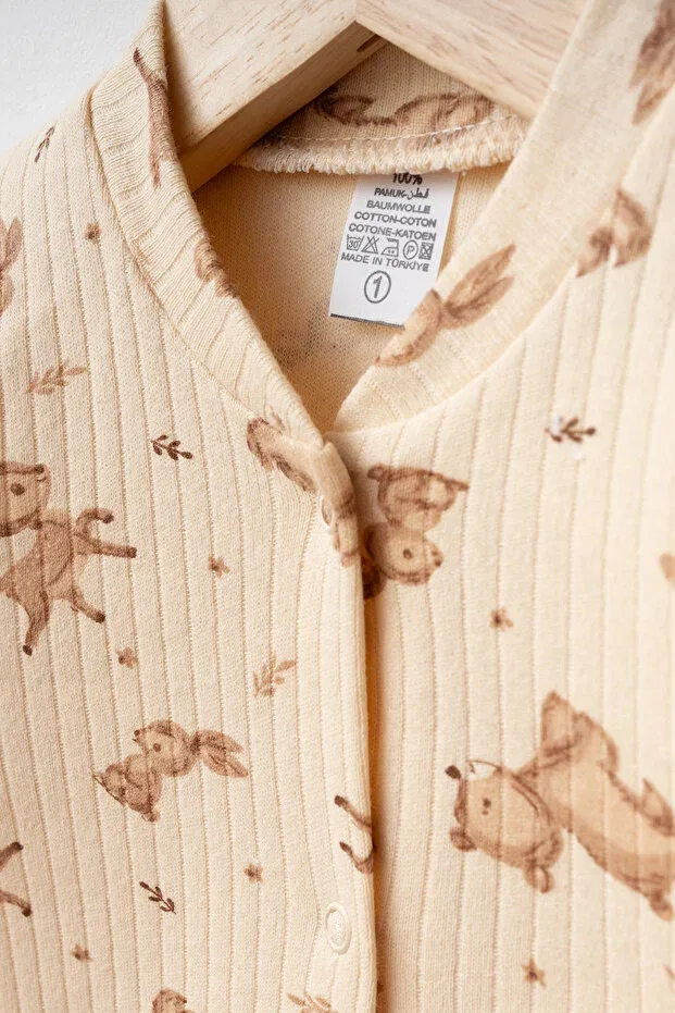 Детский комбинезон для новорожденных хлопковый Yukobaby Bebeğiniz Için En Doğalı, Beige — фото 2