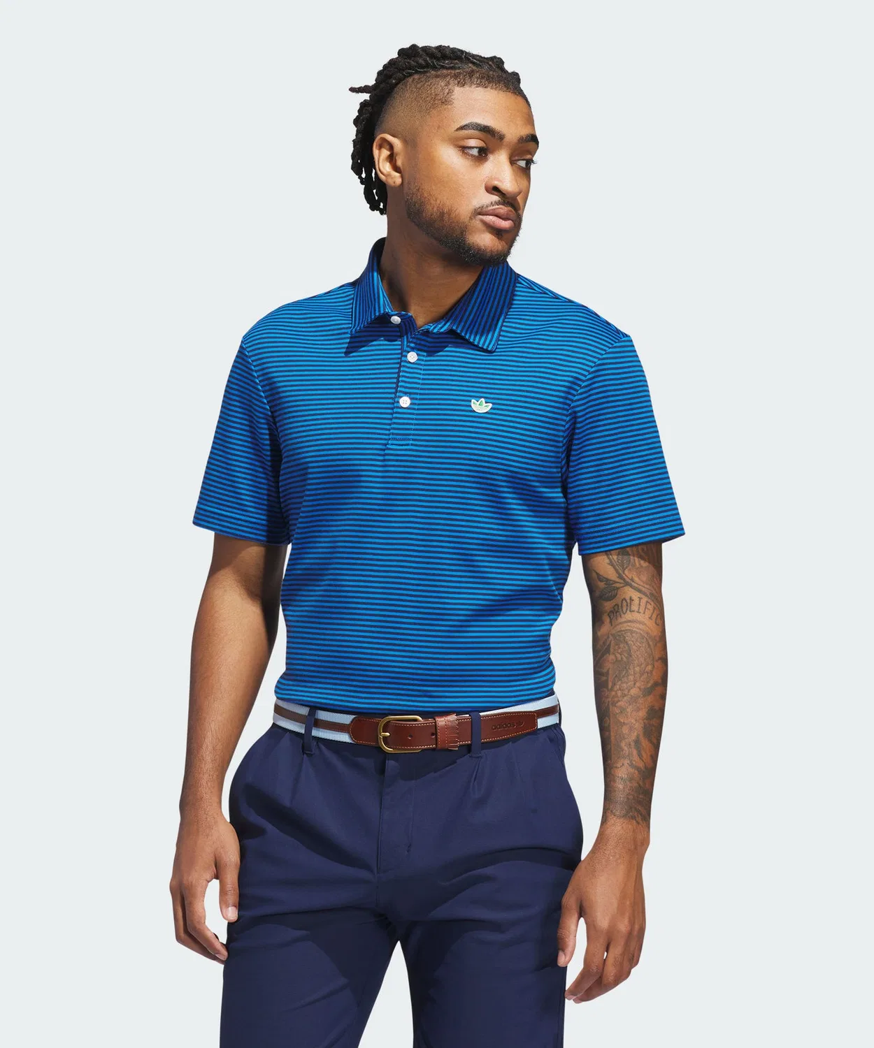 Мужская хлопковая поло с коротким рукавом Originals Striped Pique Polo Adidas, Blue