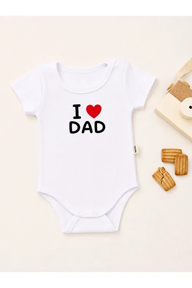 Детское боди для новорожденных хлопковое I Love Dad Karamila, White — фото 3