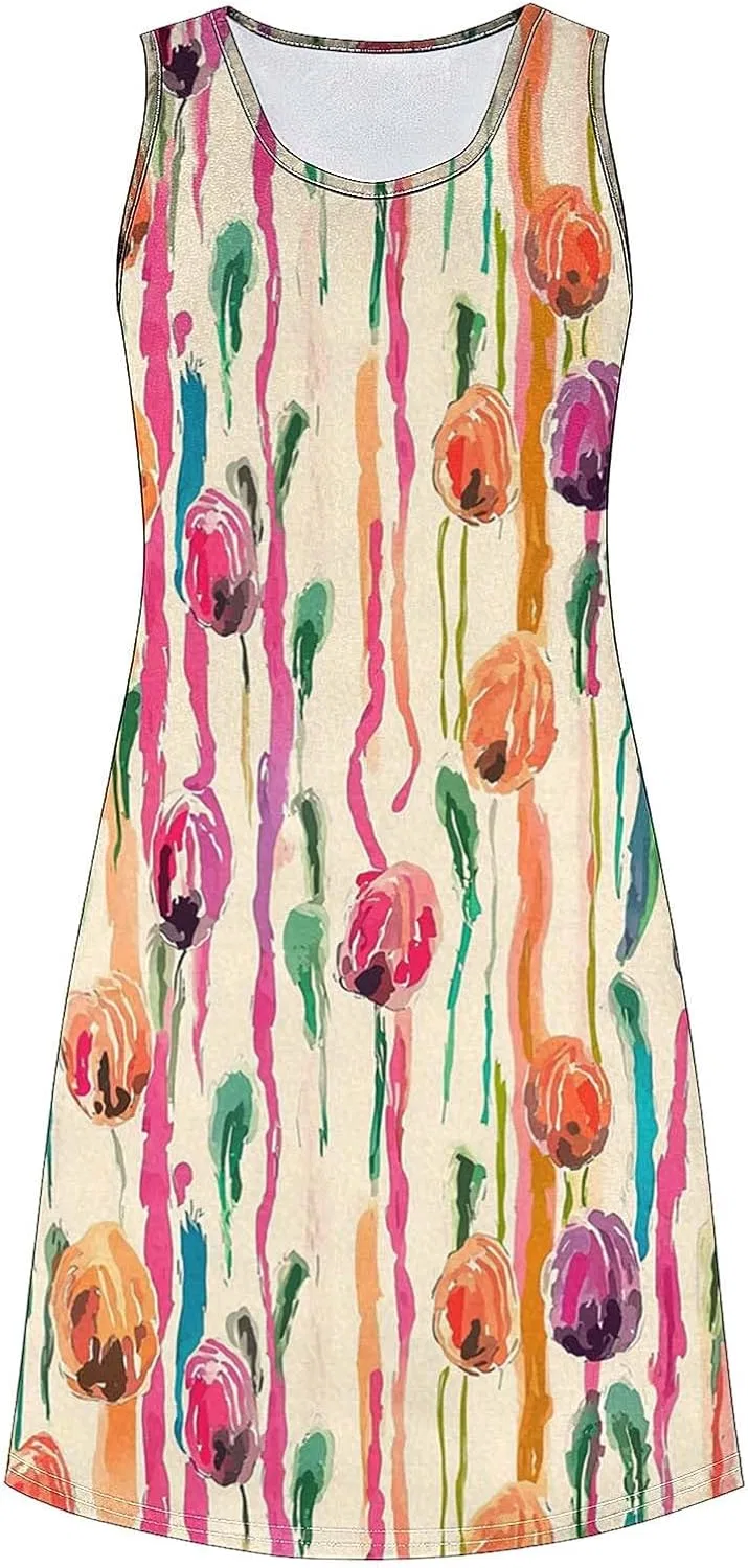 Женское летнее платье миди с цветочным принтом Beach Floral Dress, Khaki — фото 4