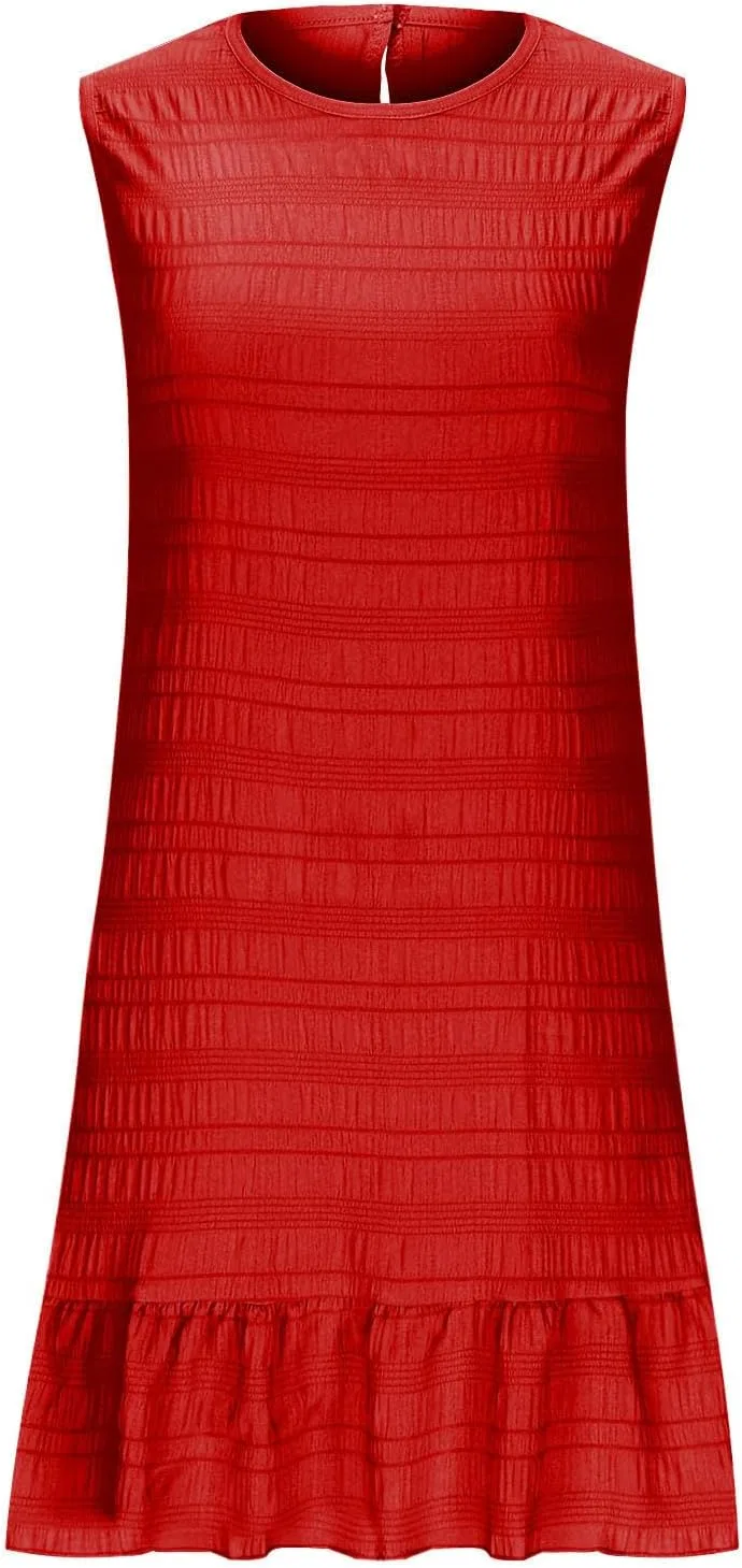 Женское летнее сарафан-трапеция A-силуэта, Red — фото 4