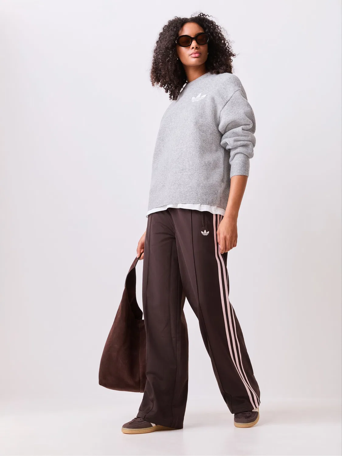 Джемпер вязаный, свободный, adidas Originals, серый — фото 3