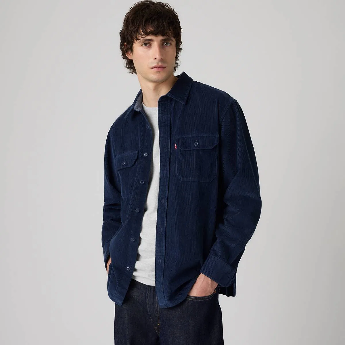 Классическая вельветовая куртка в рабочем стиле свободного кроя Levi's, Navy Blazer - Blue