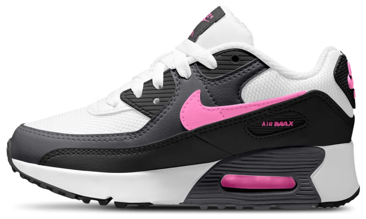 Кроссовки для девочек Air Max 90 Mesh Lace Nike, цвет Black/Playful Pink/White — фото 2