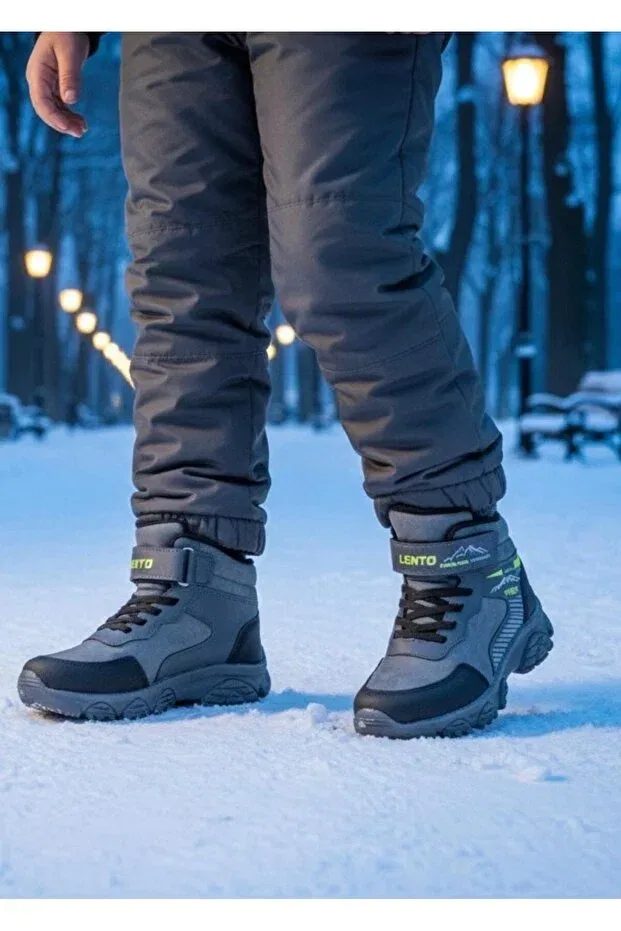 Детские зимние ботинки с защитой от воды и холода Lento, Gray Black