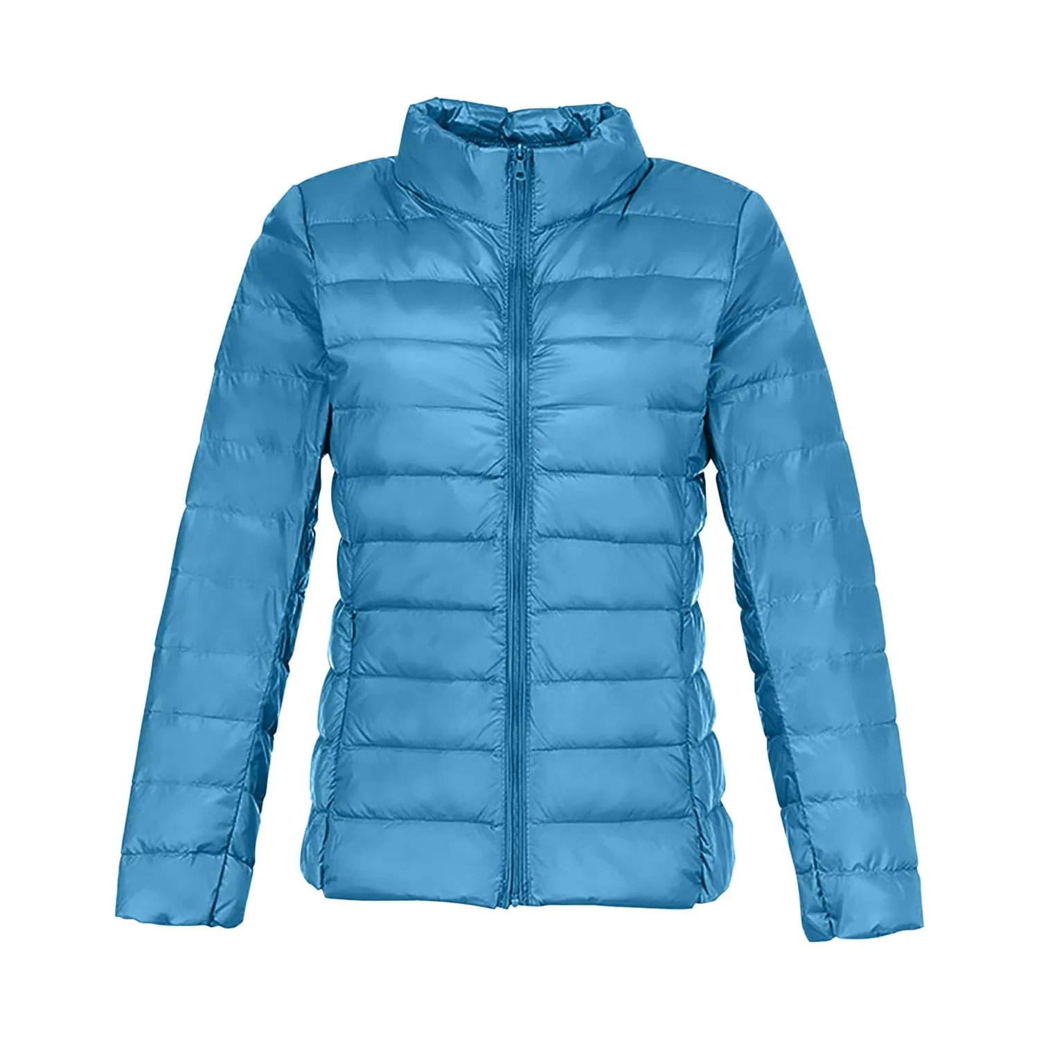 Женская легкая стеганая куртка-пуховик Plus Size Winter Warm Softshell Jacket, Blu — фото 4