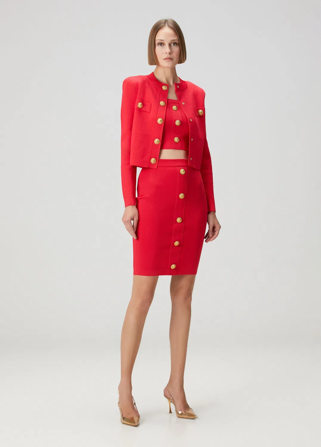 Юбка миди Balmain, fuchsia