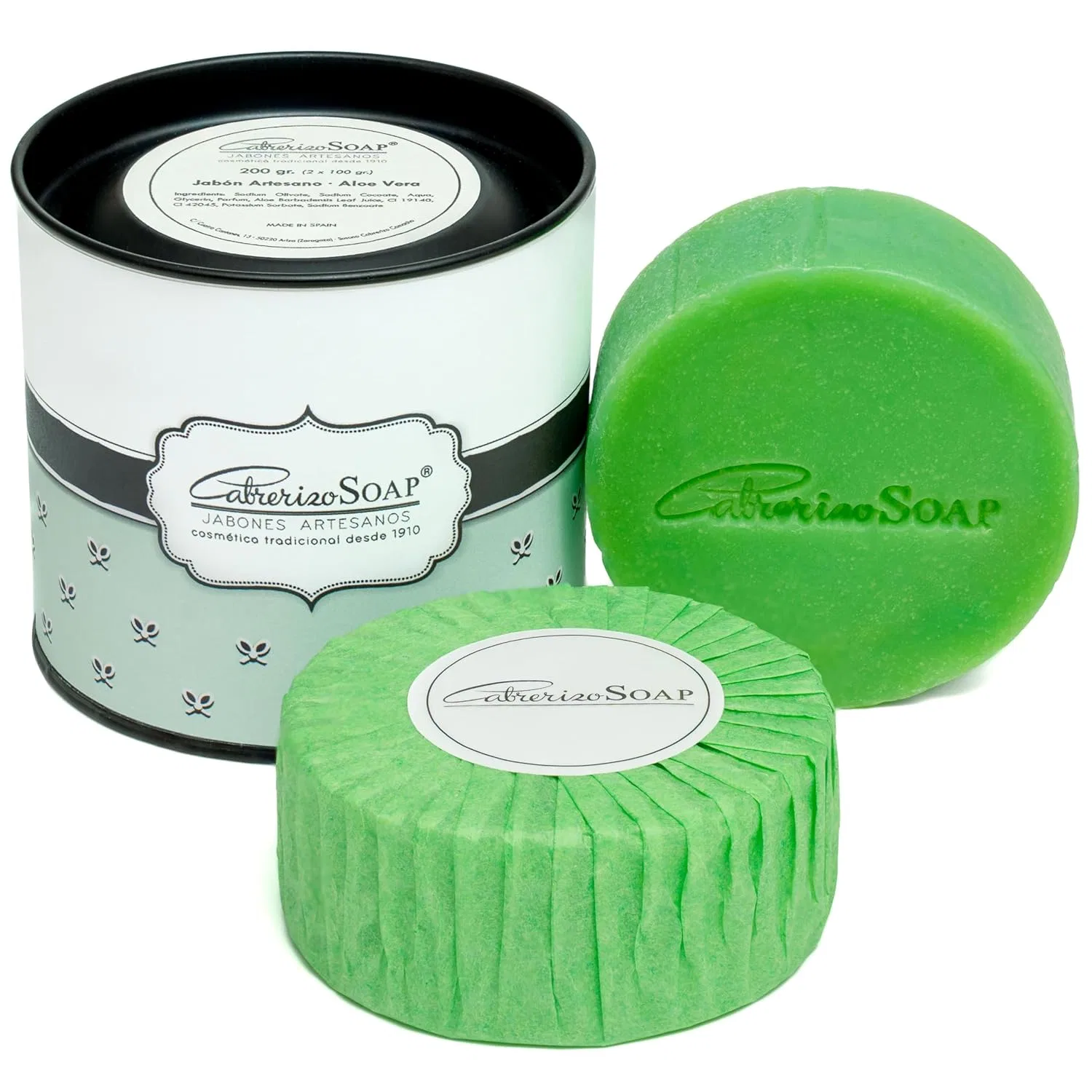 Мыло ручной работы с алоэ вера, CABRERIZO SOAP, 2 x 100 г, Зеленый