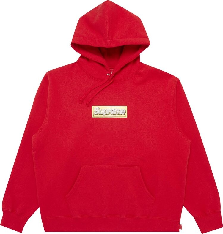 Толстовка Supreme Bling Box Logo Hooded Sweatshirt 'Red', красный — фото 2