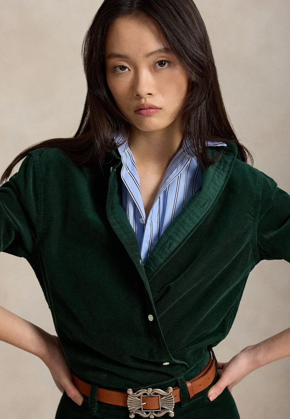 Спортивная рубашка - блузка на пуговицах Polo Ralph Lauren, Dark Green — фото 4
