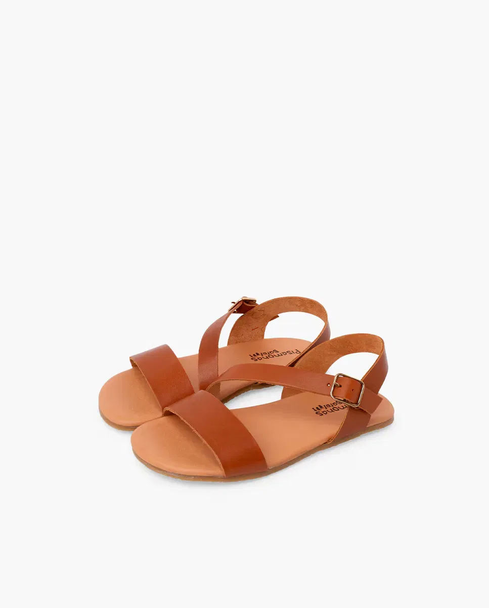 Детские сандалии для девочек с перекрестным ремешком Barefoot Pisamonas, Camel — фото 2