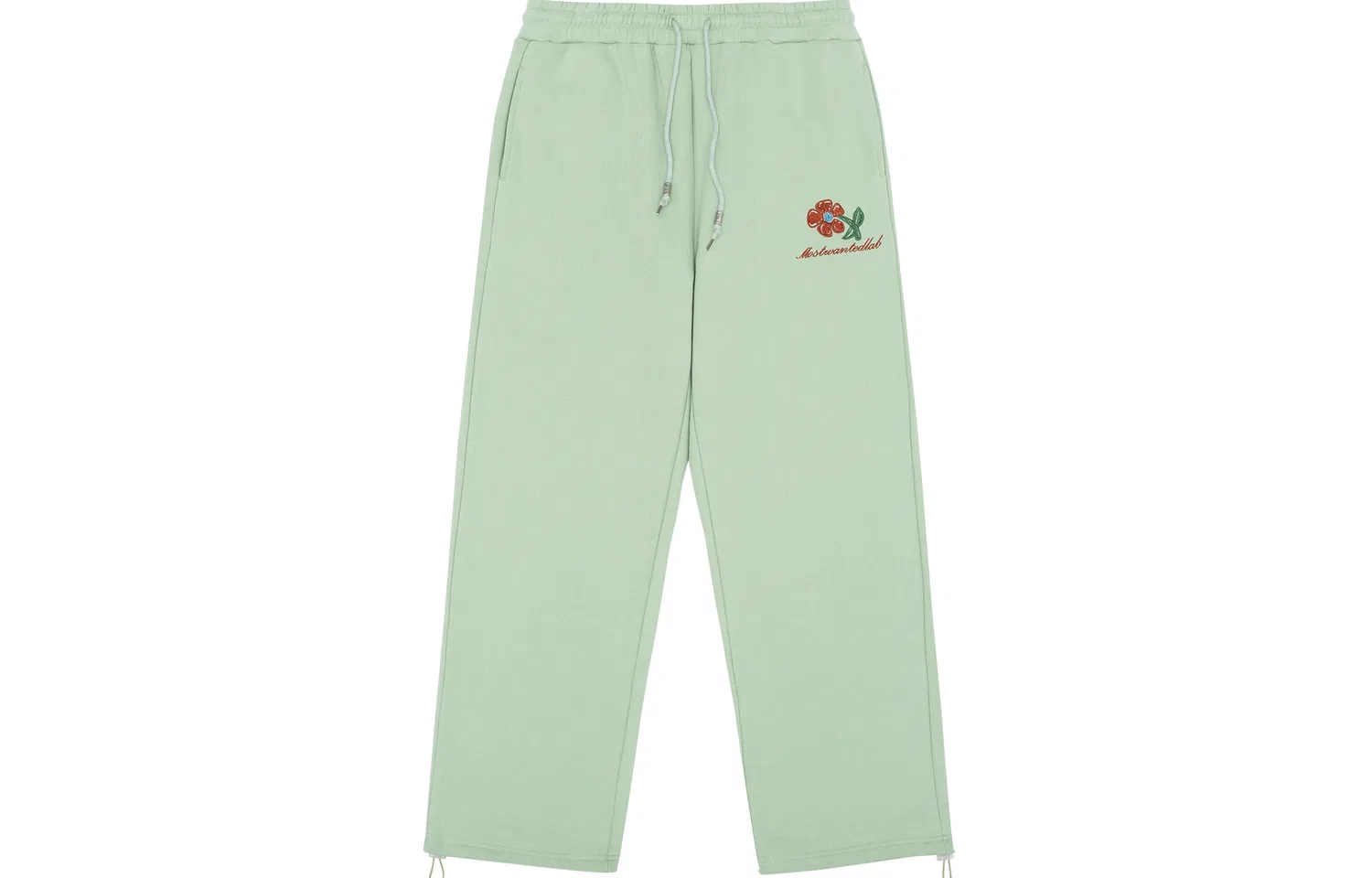 Детские спортивные штаны с принтом Vintage Flower Knitted Sweatpants Unisex Moderate Straight Fit Pants MostwantedLab, Light Gray Green