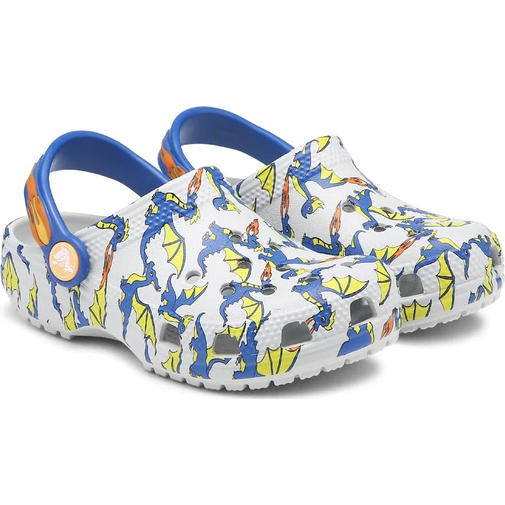 Детские классические сабо с графическим рисунком для малышей Crocs, Atmosphere Dinosaurs