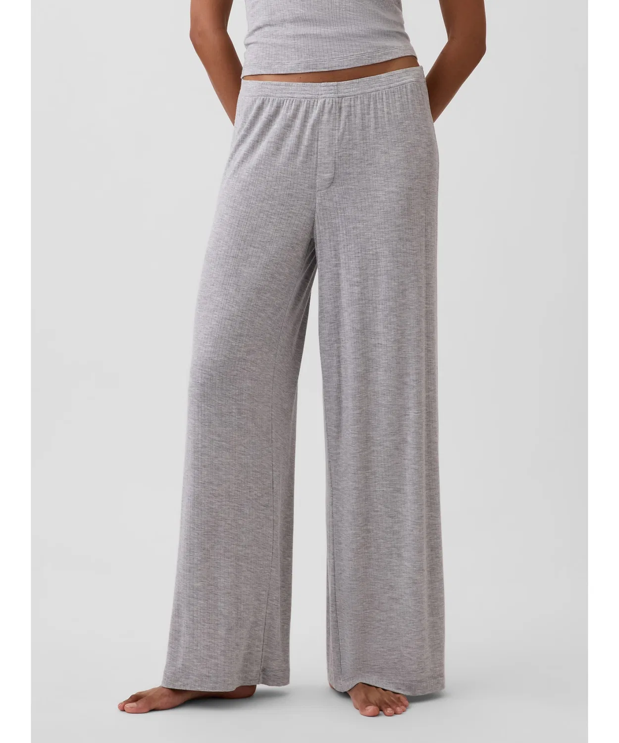 GAP Женские пижамные брюки из модала с мелкой резинкой на талии SoftMade, Light Grey