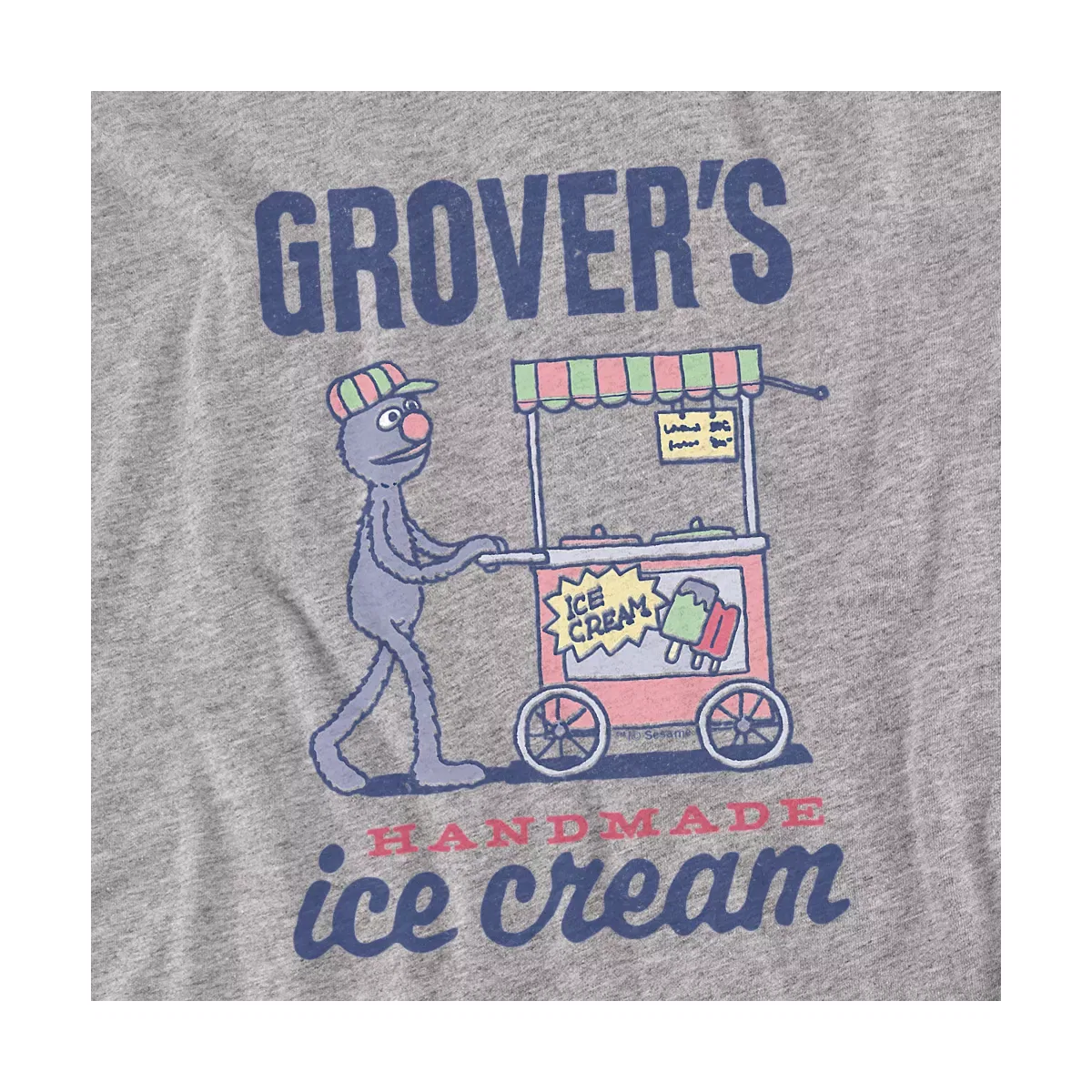 Детское боди с коротким рукавом Sesame Street Vintage Sign Grover's Handmade Ice Cream, Athletic Heather — фото 2