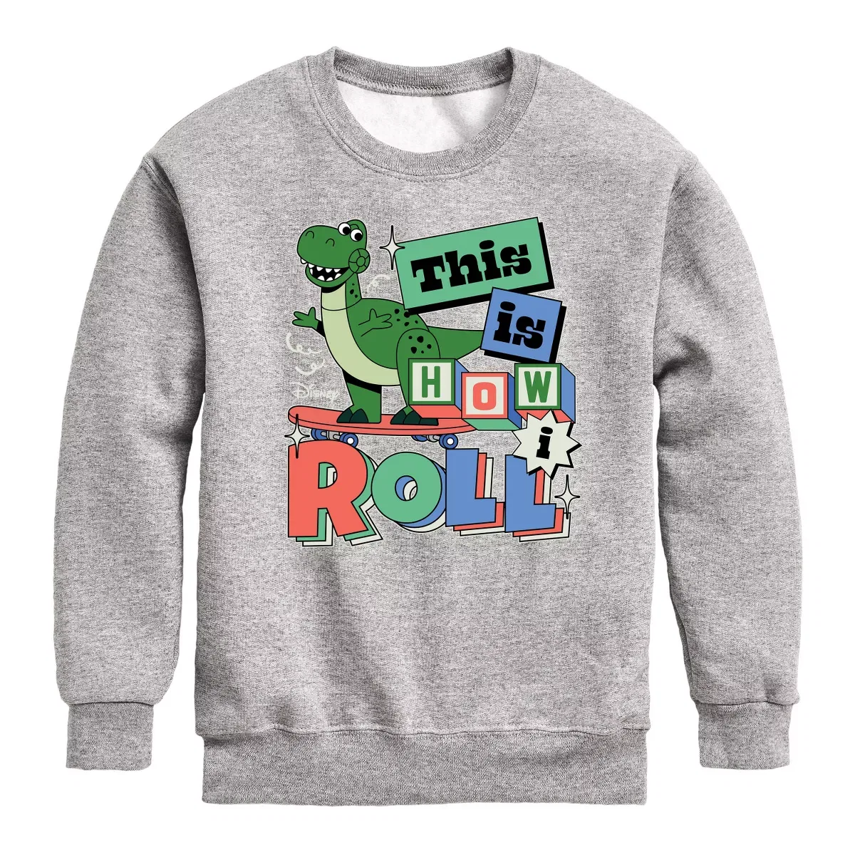 Детское свитшот с принтом Disney Toy Story Rex This Is How I Roll, Цвет Athletic Heather