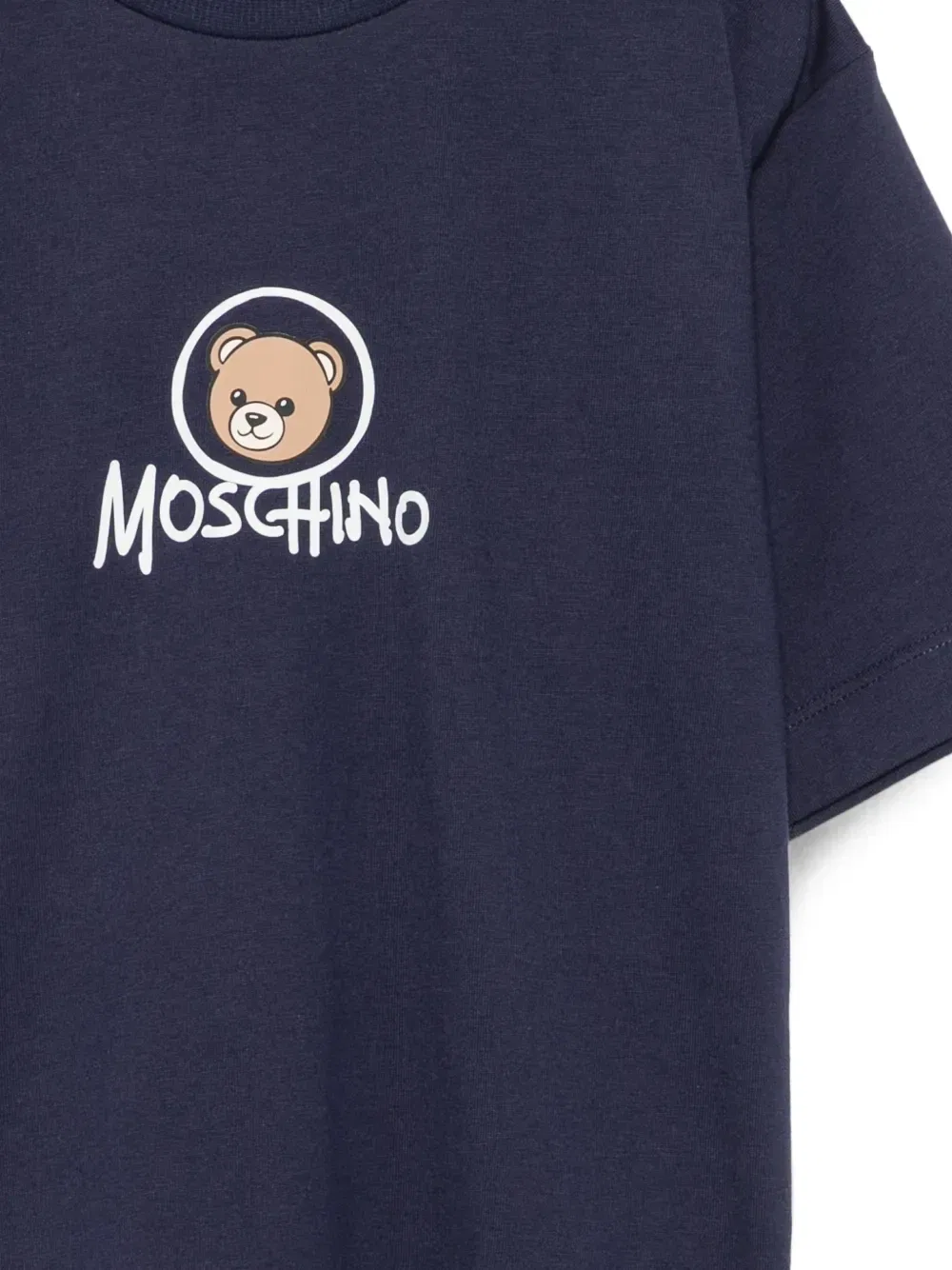 Футболка с принтом плюшевого мишки Moschino Kids, синий — фото 3