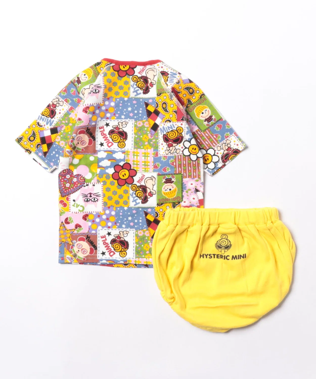 Детский комплект для девочек с принтом SCRAP PATCHWORK HYSTERIC MINI, Lemon Yellow — фото 3