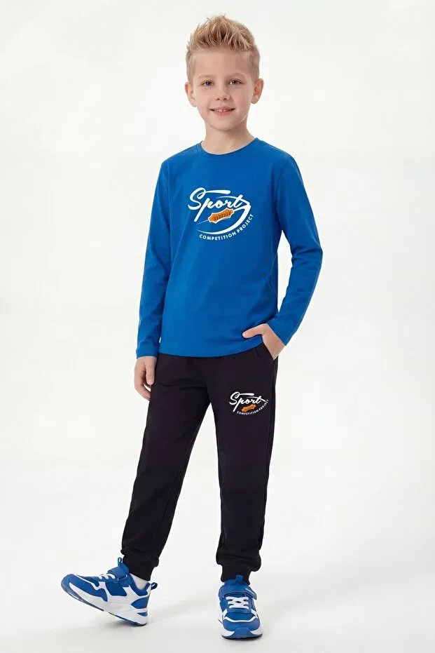 Детский комплект из свитшота и брюк с принтом 3-piece tracksuit set Ya Ko Kids, Sax Yellow Mint — фото 2