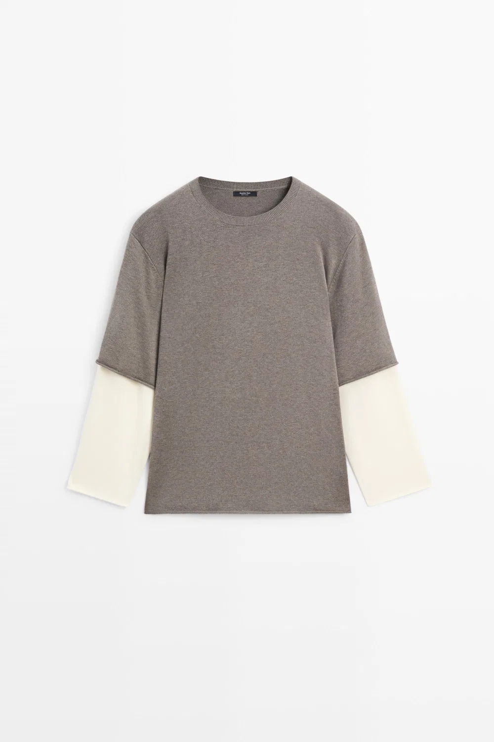 Свитер Massimo Dutti Oversize Knit With Double Sleeve Detail, темный хаки — фото 2
