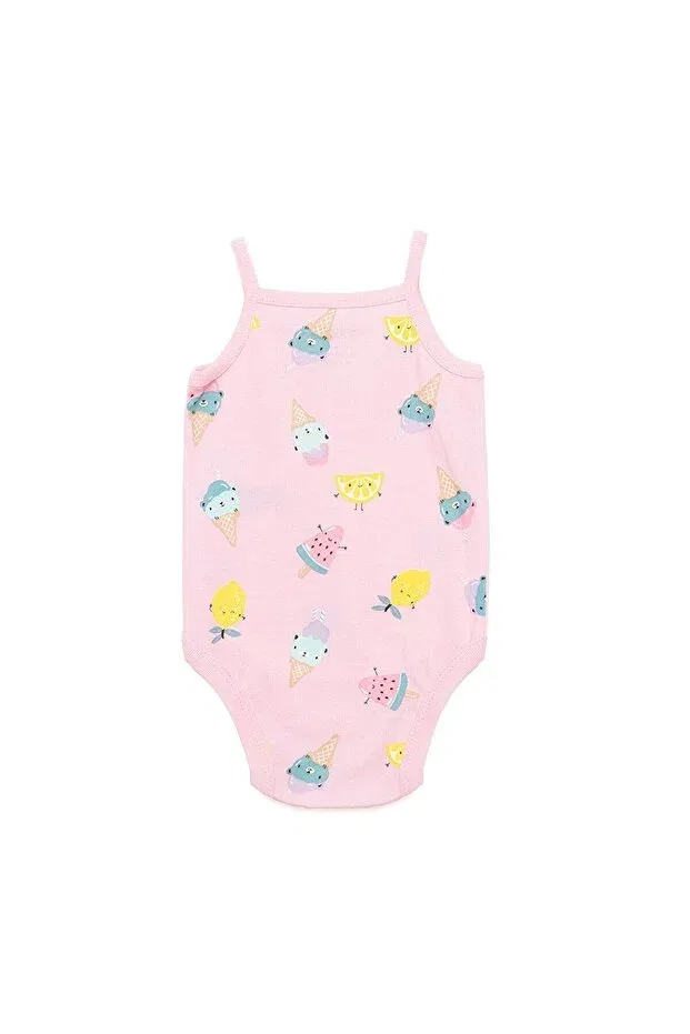 Детское боди для девочек с принтом Hellobaby Girl Rope Strap Body, Ebebek Hello Baby, Ecru — фото 2