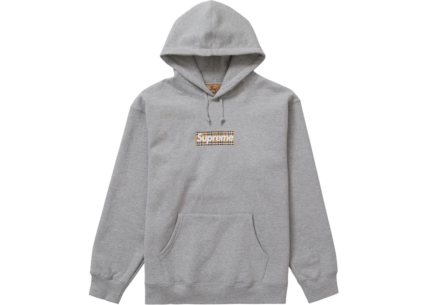 Мужская худи с логотипом Supreme Burberry Box Logo, Heather Grey