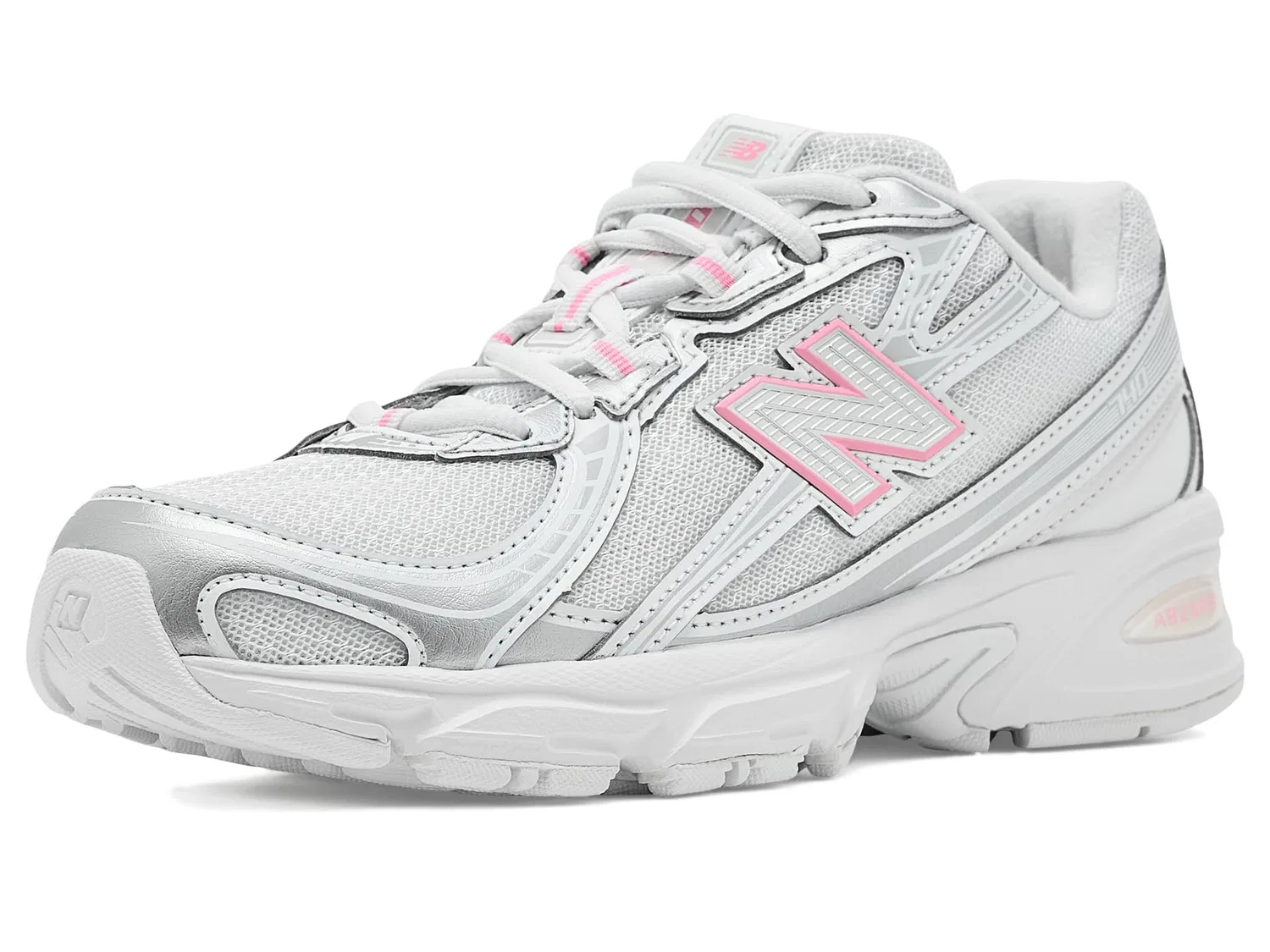 Кроссовки 740 Lace (для маленьких и больших детей) New Balance Kids, Silver Metallic/Signal Pink