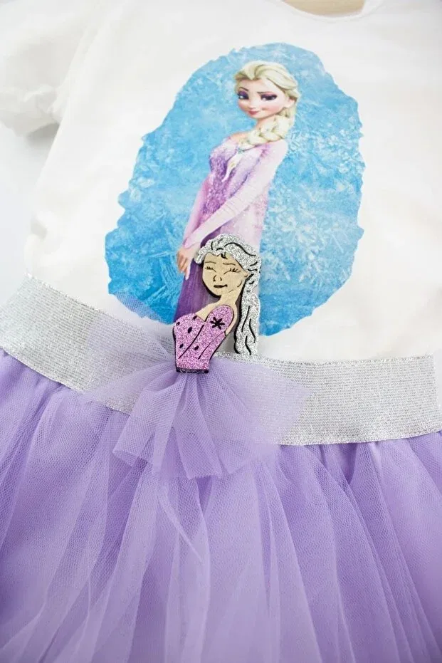 Детское платье для девочек с принтом Elsa Buckle Logo Aksesuar, Lilac — фото 2