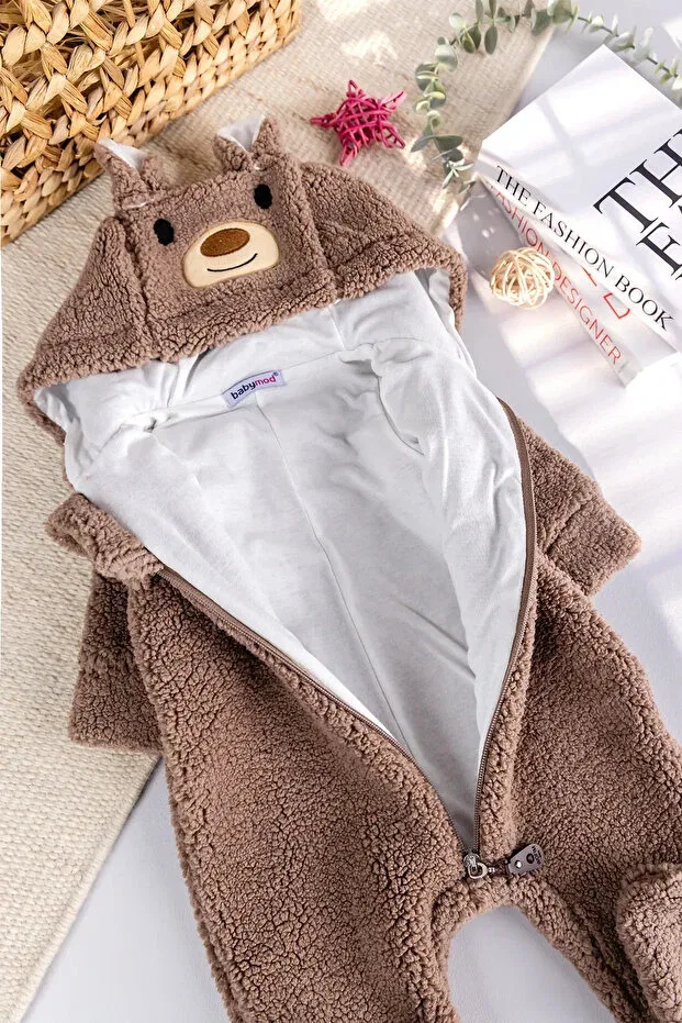 Детский комбинезон из плюша с капюшоном Babymod, Brown — фото 2