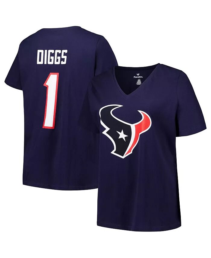 

Женская футболка Stefon Diggs Navy Houston Texans Plus Size с именем игрока и номером и V-образным вырезом Fanatics