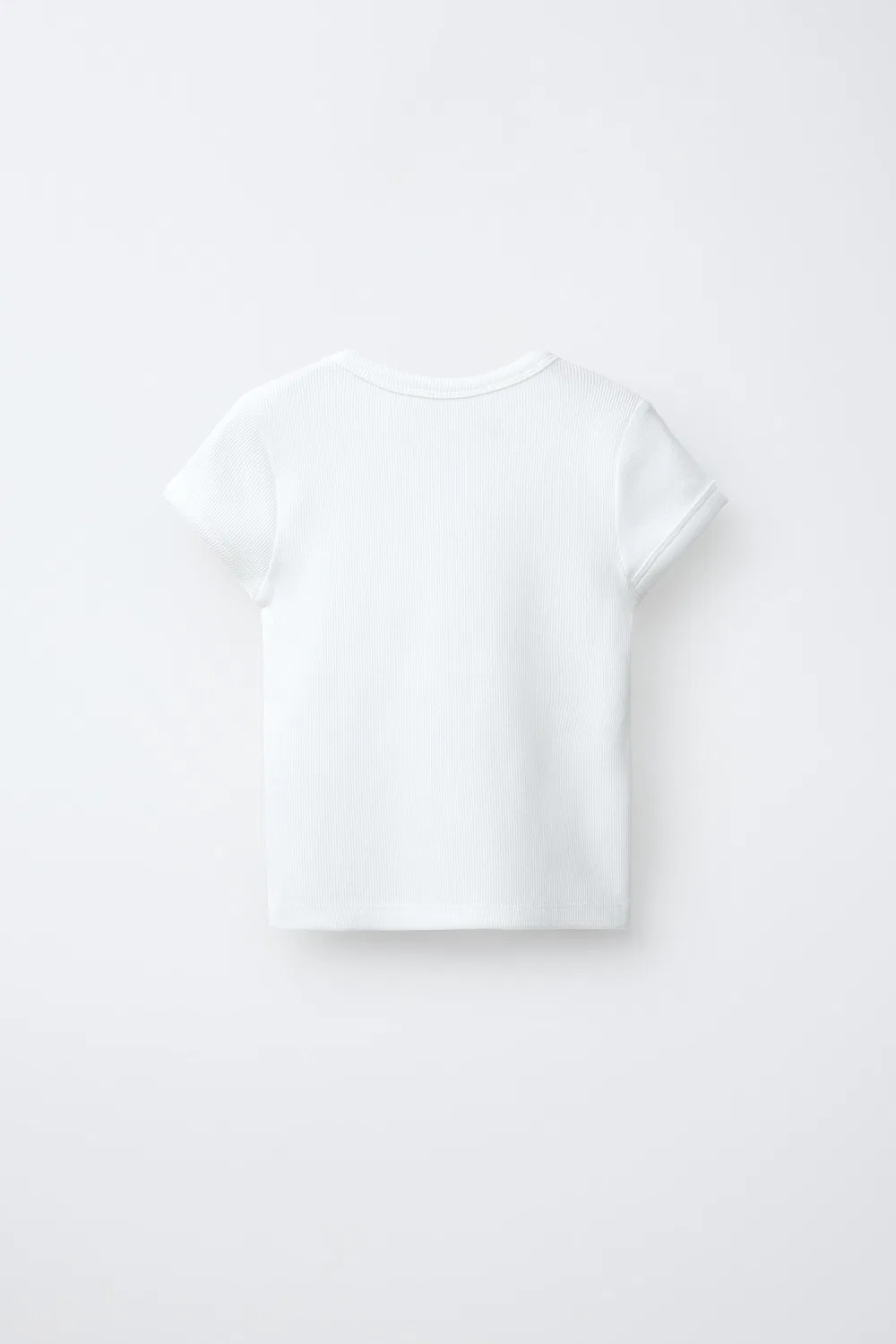 Футболка с V-образным вырезом и ребристой отделкой ZARA, White — фото 2